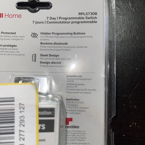 Honeywell EconoSwitch RPLS730B 7-Day Programmable Motor & Light Switch Timer New - 第 4/6 張圖片