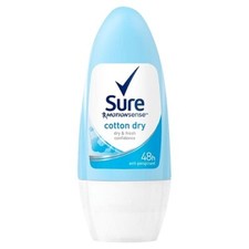 SURE MOTION SENSE COTTON DRY 0% ALCOHOL ANTI-PERSPIRANT ROLL ON 50ML