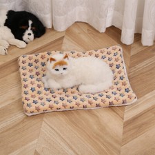 Brown Warm Plush Pet Bed Mat Washable Calming Cushion Soft Pad Mat Sleeping Bed