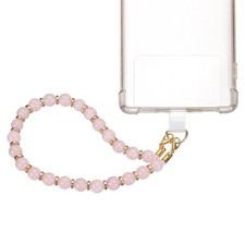 Marble Beaded Phone Wrist Strap, Cellphone Lanyard with Tether Tab, Clear Pink