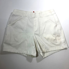 Spanx White Stretch Twill 6 Inch Shorts Womens Med Pull On Shaping Pockets
