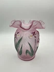 Fenton Empress Rose Satin Hand Painted Daffodil Vase Special Order 2000 C1306