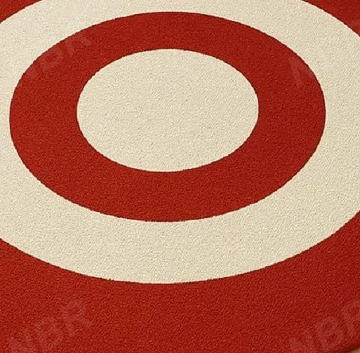 Modern Round Hand Tufted Wool Rug With Red & White Concentric Circle Design Bold - Image 3 of 4