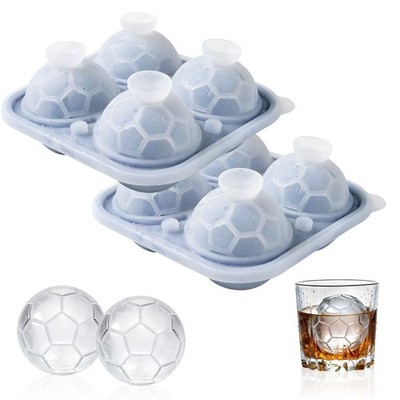 2 Pack Silicone Ice Cube Tray 4 Cavity Soccer Ice Cube Mold Whiskey Cocktails