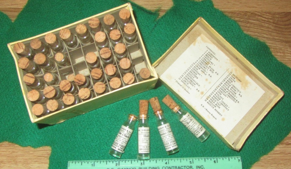 Genuine vintage vials from A. Nelson & Co., one of London's most iconic Victorian homeopathic pharmacies — still trading since 1860.