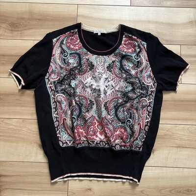 ETRO Knit Top Size 46 Black Length 22 inches