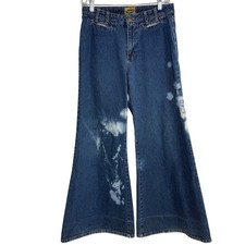 VTG Paris Blues Experience Wide Leg Jeans Bleach Wash Blue Sz 11 Y2K Streetwear