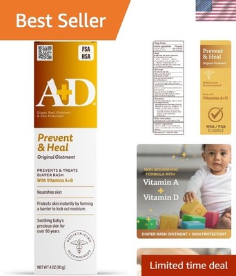 A+D  Diaper Rash Ointment - 4oz Pediatrician Recommended Skin Protectant