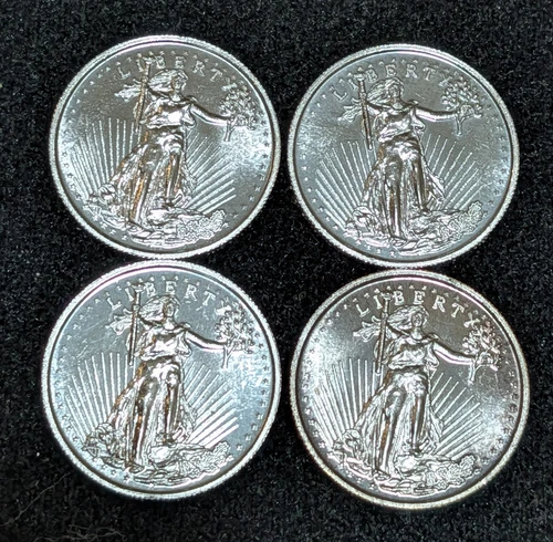 4 - 1/4 oz .999 Fine "Saint Gaudens Style" Silver rounds
