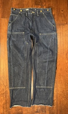 Carhartt B07 DNM Double Knee Dark Wash Dungaree Fit 36x30 Cut Off Suspenders