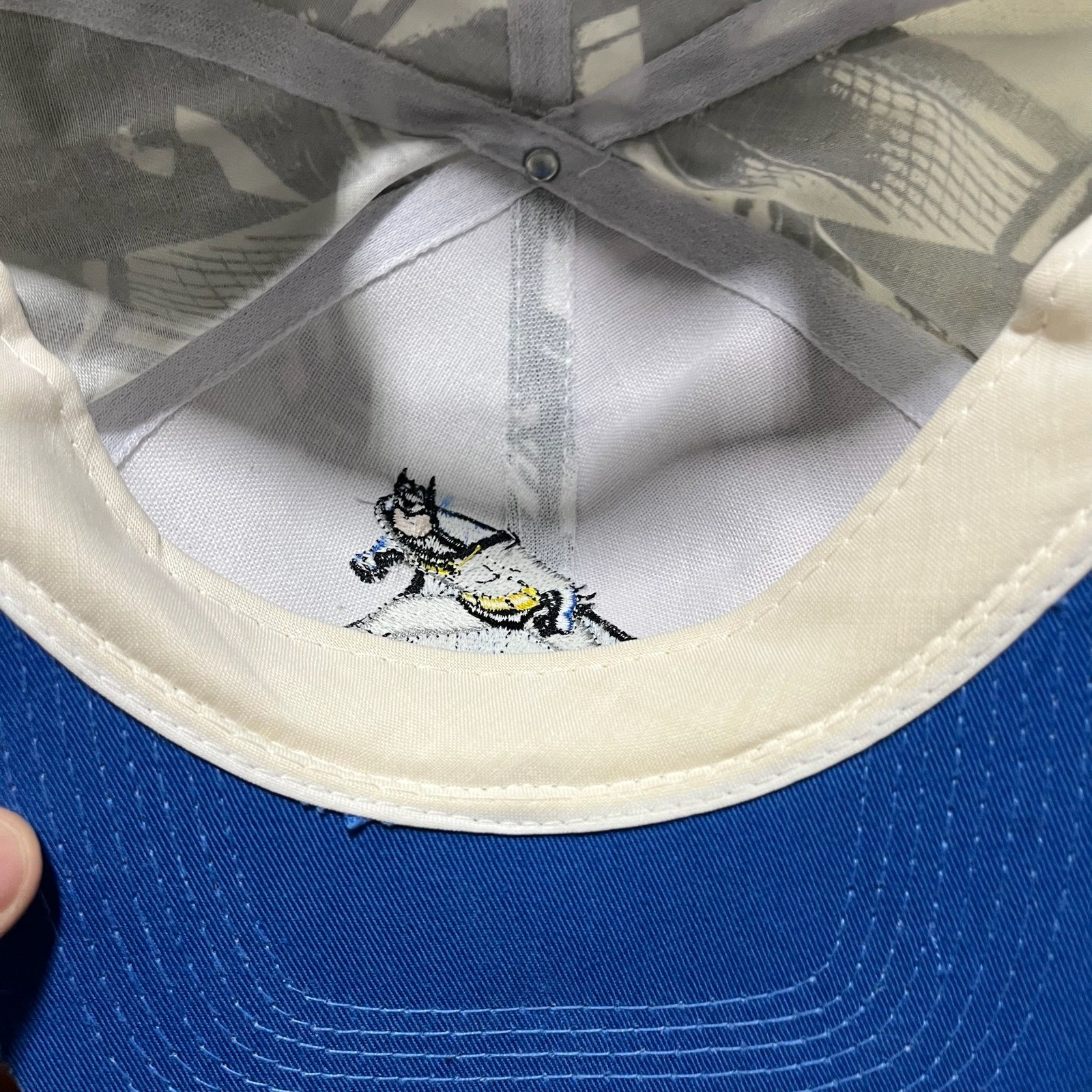 Vintage 90s Batman Snapback Hat Gray Blue embroid… - image 5