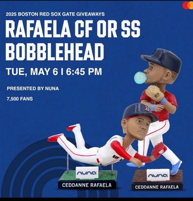 2025 Ceddanne Rafaela Bobblehead SS ONLY 5/6 Fenway Park Promotion