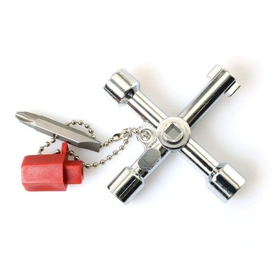 4 Way Cross Key Zinc Alloy Multifunction Triangle Wrench Utility Meter Cabinet