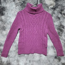 Eddie Bauer Sweater Women s Small Turtleneck Purple Cable Knit Gorpcore Preppy