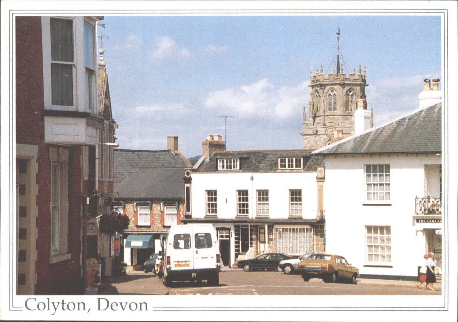 Colyton Devon Church Tower & Street Scene UK Postcard Judges Hastings