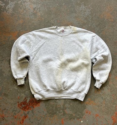 Vintage 90s Jerzees Blank Crew Neck Sweater Blank Grey Weave Sz XL