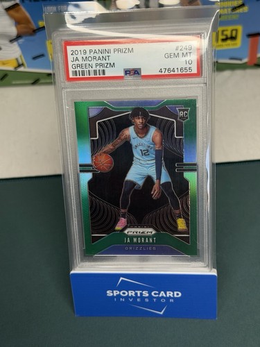 Panini 2019-20 Prizm Ja Morant #249 Green Prizm Memphis Grizzlies RC PSA 10