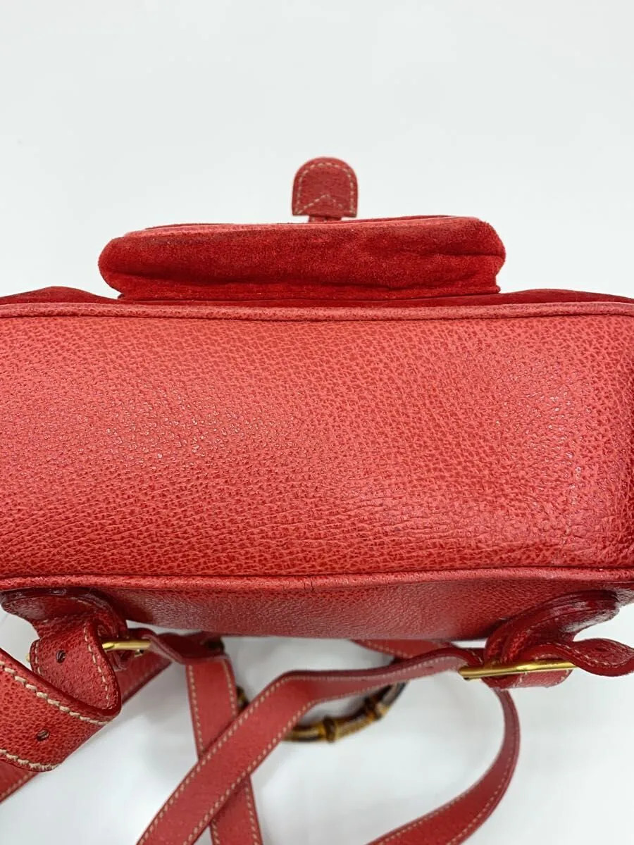 GUCCI Backpack Suede RED Solid - image 4