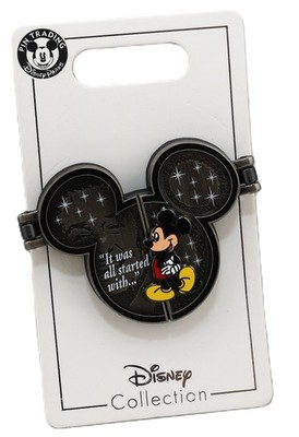 Disney Mickey Walt It Was All Started With Mickey Head Hinged LE White Text Pin