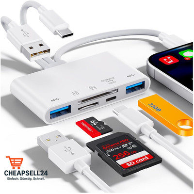 5-in-1 Speicherkartenleser USB OTG Adapter für iPhone iPad USB C USB A mit Micro
