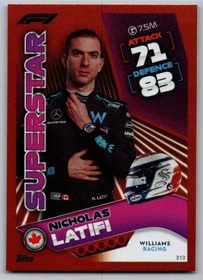 Topps Turbo Attax F1 2022 Nicholas Latifi #313 Red Parallel Promo