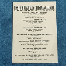 1989 Rave Flyer -A5-Kiss F.M Dingwalls Xmas Calendar, Camden Lock, Acid Flyers