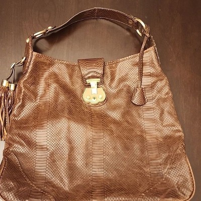 Talbot's Croc Embossed Brown Leather Bag Vintage NWOT