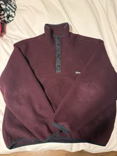 Vintage Woolrich Polartec Snap Fleece Pullover Jacket Made In USA Maroon L Men 