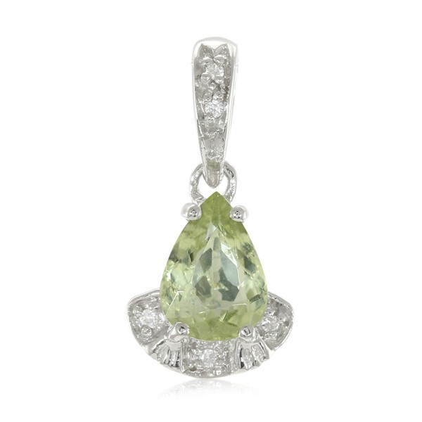 Cavill Turmalin AnhäNger 0,96Ct Tropfen 925 Sterling Silber Platinert-image