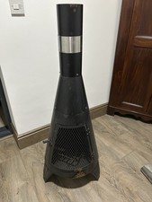 Black Metal Chiminea with Grill BBQ Insert