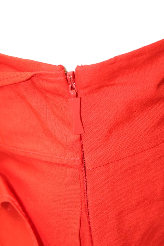 Pantalones cortos Kate Spade New York para mujer de algodón y lino con corbata cintura pierna ancha rojos talla 6 Foto 4 de 4