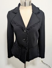 Vintage Talbots Collection Blazer Jacket Sz M Petites Black Wool Italian Yarn