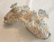 Vintage Baby Infant Booties Handmade Embroidered Embellishments Precious
