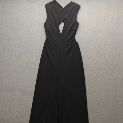 Lulus Black Wide Leg Jumpsuit XS Minimalist Chic Sexy Date Night Vamp Goth