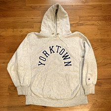 Vtg Yorktown Champion Reverse Weave Hoodie USA Sweatshirt Spell Out Script Sz XL