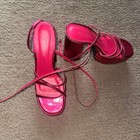 Azalea Wang Marky Ankle Strap Platform Sandals in metallic pink Size 9 — photo 5
