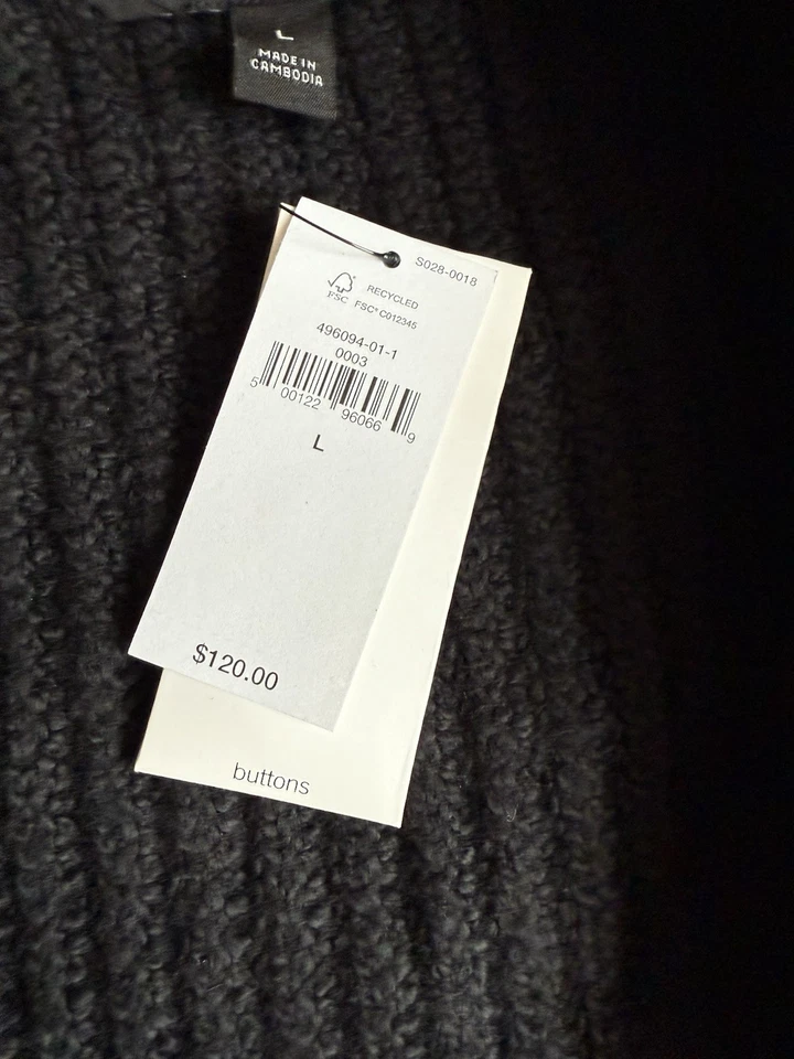 Banana Republic Men’s Cozy Shawl Cardigan Size Lg NWT RT$120 - Image 4 of 4