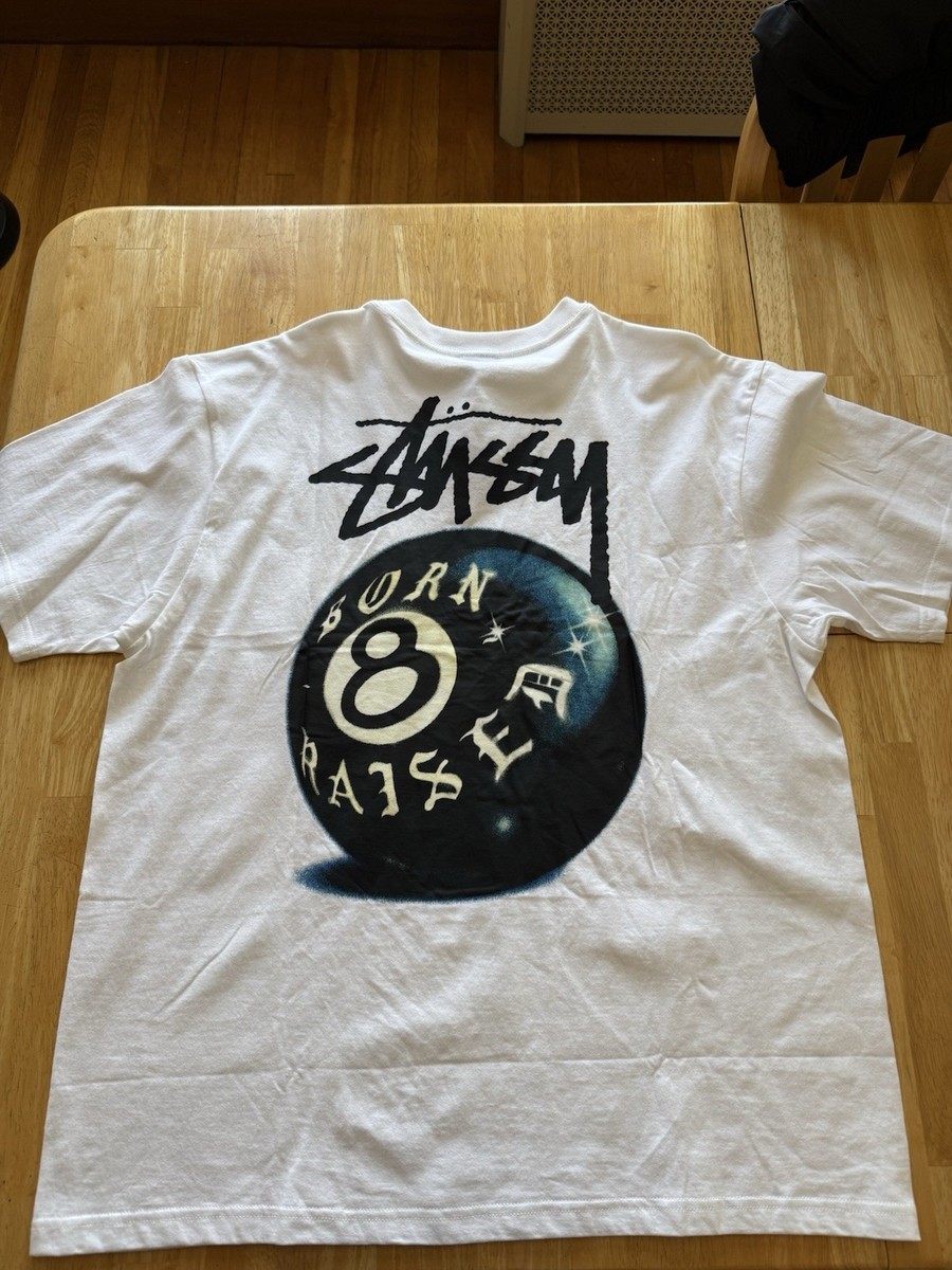 Stussy X Born X Raised White 8 Ball T Shirt Size Large L | eBay