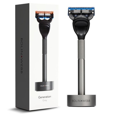 Bolin Webb Generation Razor & Stand  Luxury Razors for Men with Gillette Fusi...