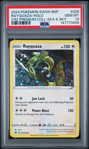 2024 POKEMON SWSH CROWN ZENITH PREMIUM COLLECTION SEA & SKY RAYQUAZA-HOLO PSA 10