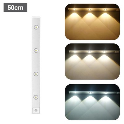 Ultra Slim Led Motion Sensor Light Strip Tricolor Lamp Usb Rechargeable Lights L