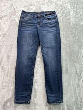 Judy Blue Jean Women Sz 9/29 Blue Whiskered Relaxed Fit Tapered Mid Rise Stretch