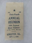 KINGSTON ILLINOIS 105th VOL. INFANTRY GAR CIVIL WAR GRAND ARMY REUNION RIBBON