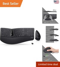 Periduo-605 Wireless Ergonomic Split Keyboard  Vertical Mouse Combo - Black