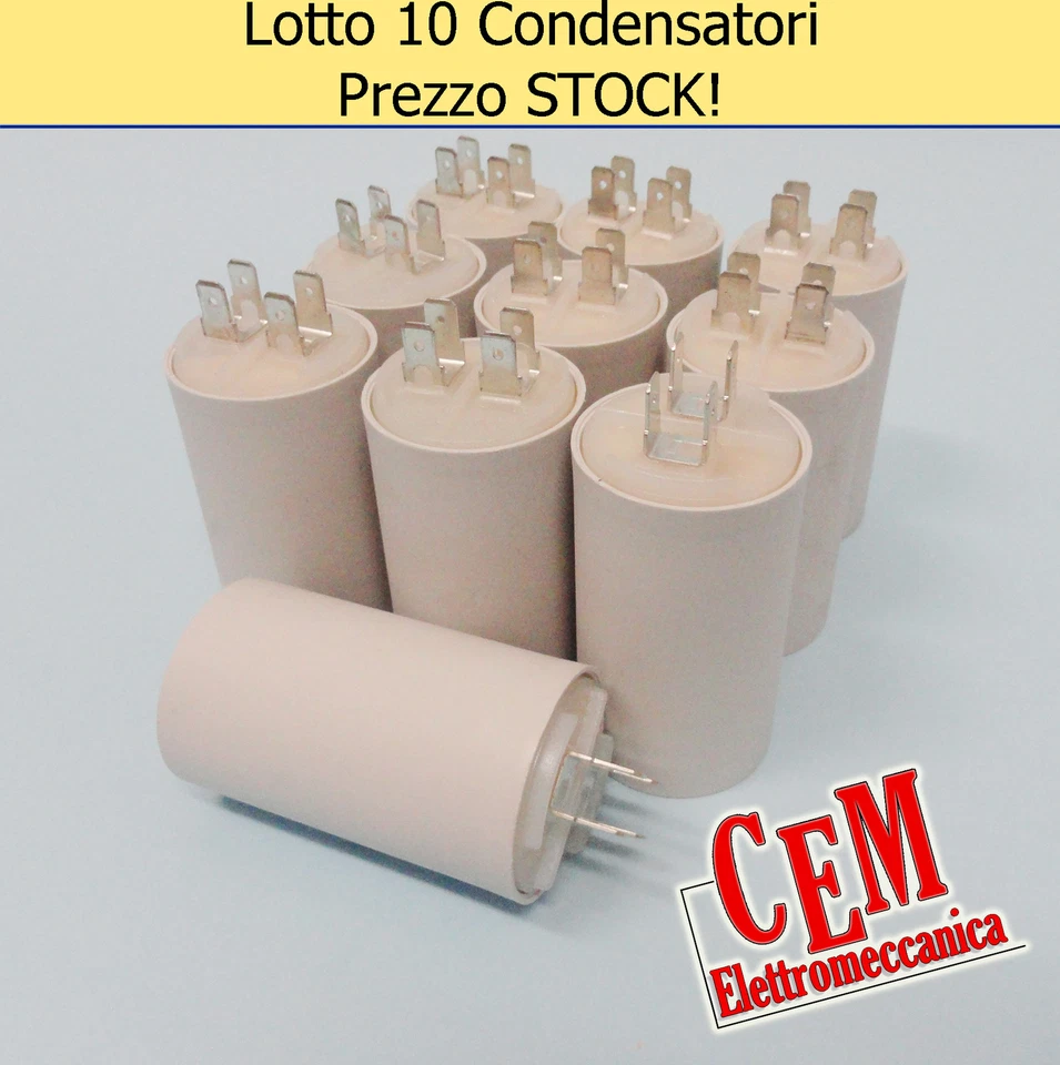 Stock 10 condensatori 25 MF motore elettrico lotto condensatore attacco faston