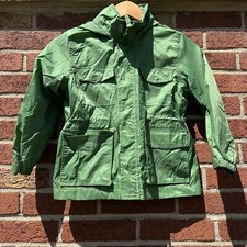 Lands' End Boy Girl Unisex Green Hooded Fleece Lined Windbreaker Jacket Medium