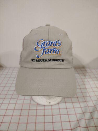 Cappello Berretto Dipendente Grants Farm St Louis Missouri Beige Regolabile Maglia Ricamata - Foto 2 di 6