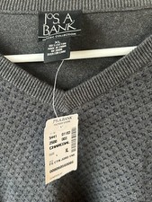 Jos A Bank Classic Collection V Neck Long Sleeve Charcoal XL Men s Sweater NWT