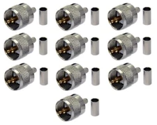 10 Crimp 2-piece Connectors UHF Male PL259 for RG58 RG58U Coax Cable Tram 1310