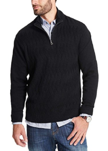 Zip Mock Neck Sweater Black 